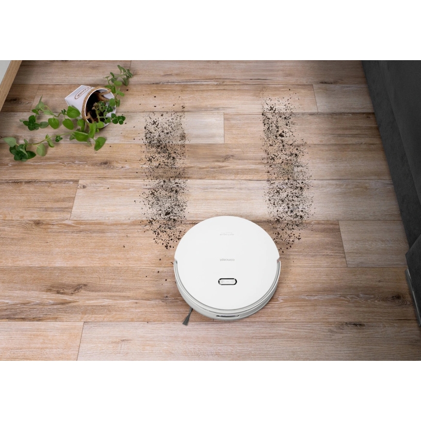 Concept VR4050 - Inteligentný robotický vysávač s mopom 2 v 1 OPTIMUS AQUA PRO LASER 3D 600W/230V 5200 mAh Wi-Fi biela