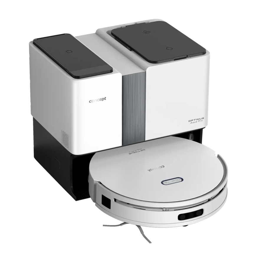 Concept VR4050 - Inteligentný robotický vysávač s mopom 2 v 1 OPTIMUS AQUA PRO LASER 3D 600W/230V 5200 mAh Wi-Fi biela