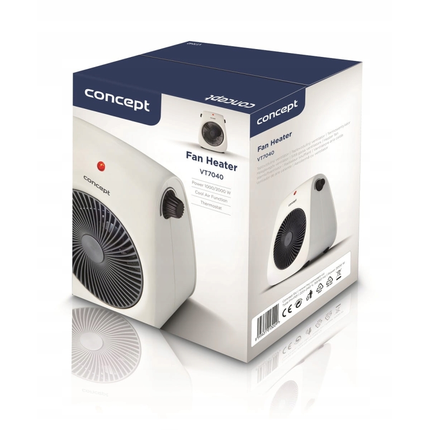 Concept VT7040 - ventilátor s ohrievacím telesom 1000/2000 W, 230 V, biela