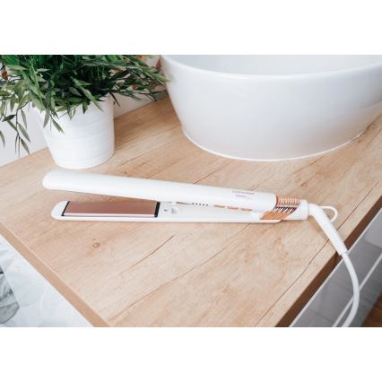 Concept VZ2110 - Žehlička na vlasy GLAM STYLE 48W/230V biela/ružovo-zlatá