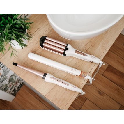 Concept VZ2110 - Žehlička na vlasy GLAM STYLE 48W/230V biela/ružovo-zlatá