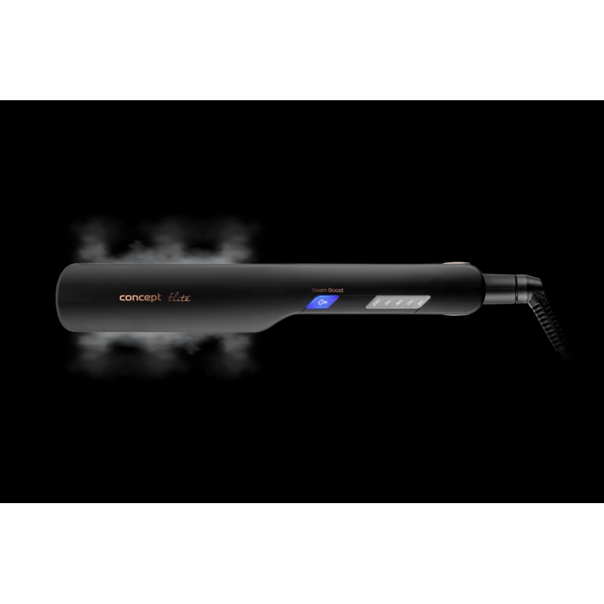 Concept VZ6010 - Parná žehlička na vlasy s LED displejom ELITE STEAM BOOST 54W/230V čierna