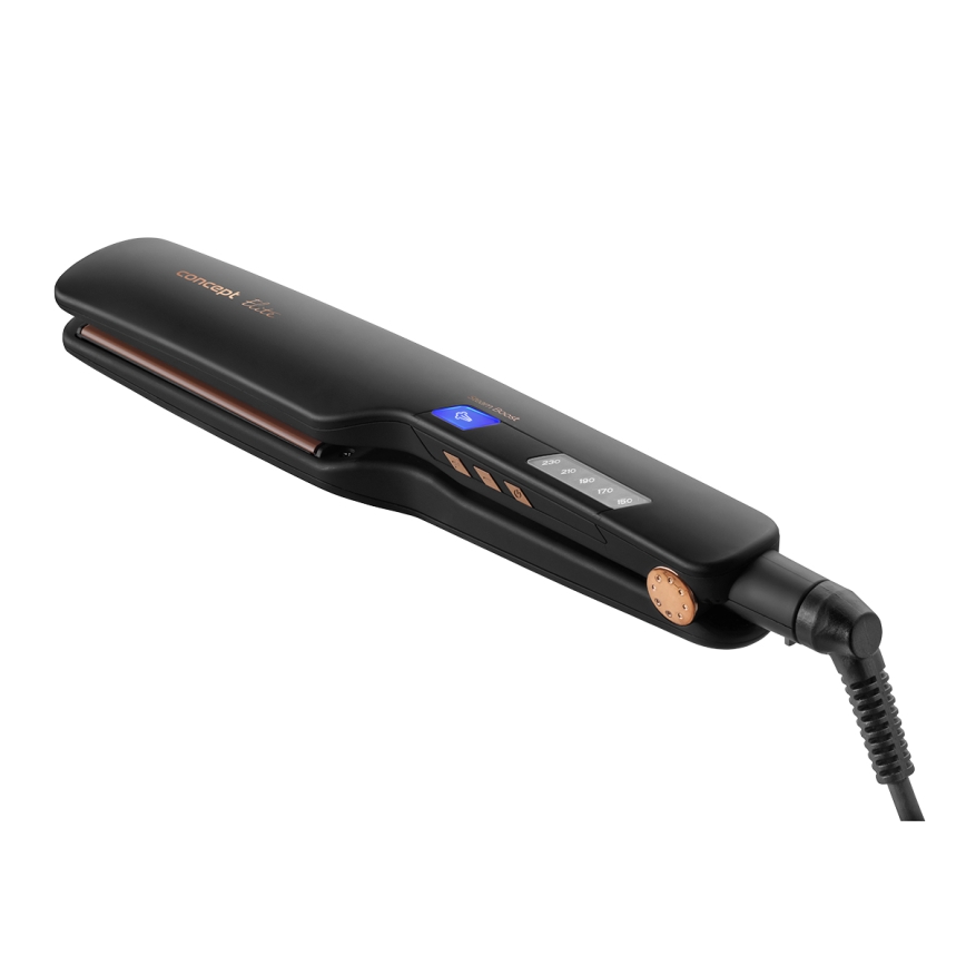 Concept VZ6010 - Parná žehlička na vlasy s LED displejom ELITE STEAM BOOST 54W/230V čierna