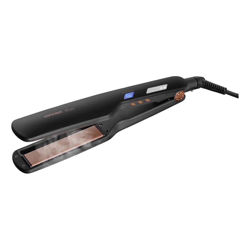 Concept VZ6010 - Parná žehlička na vlasy s LED displejom ELITE STEAM BOOST 54W/230V čierna