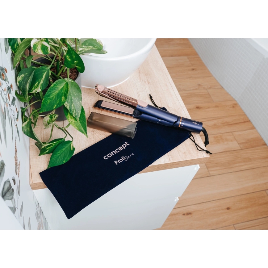 Concept VZ8100 - Žehlička na vlasy PROFI CARE 60W/230V modrá/zlatá