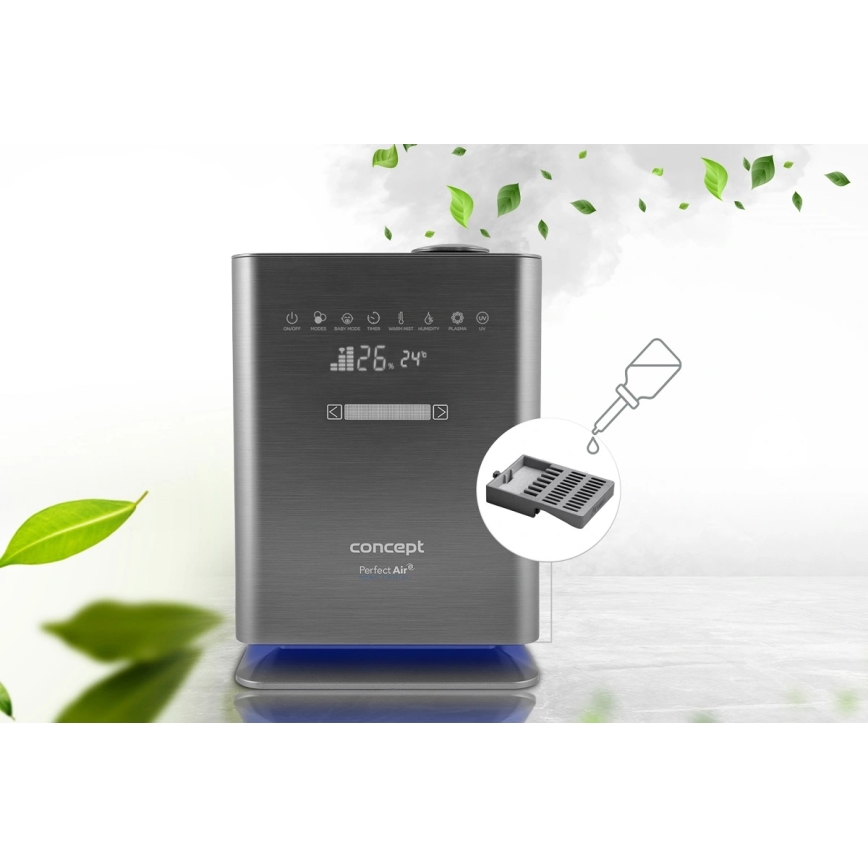 Concept ZV2021-  Zvlhčovač vzduchu s arómovým difuzérom PERFECT AIR SMART 4,6 l 110W/230V Wi-Fi antracit + diaľkové ovládanie
