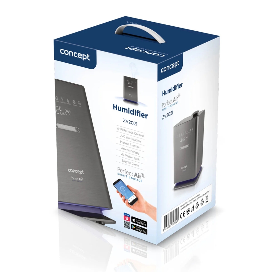 Concept ZV2021-  Zvlhčovač vzduchu s arómovým difuzérom PERFECT AIR SMART 4,6 l 110W/230V Wi-Fi antracit + diaľkové ovládanie
