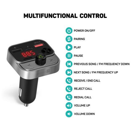 CONNECT IT CCC-8900-AN - FM vysielač do auta s funkciou handsfree čierna/strieborná