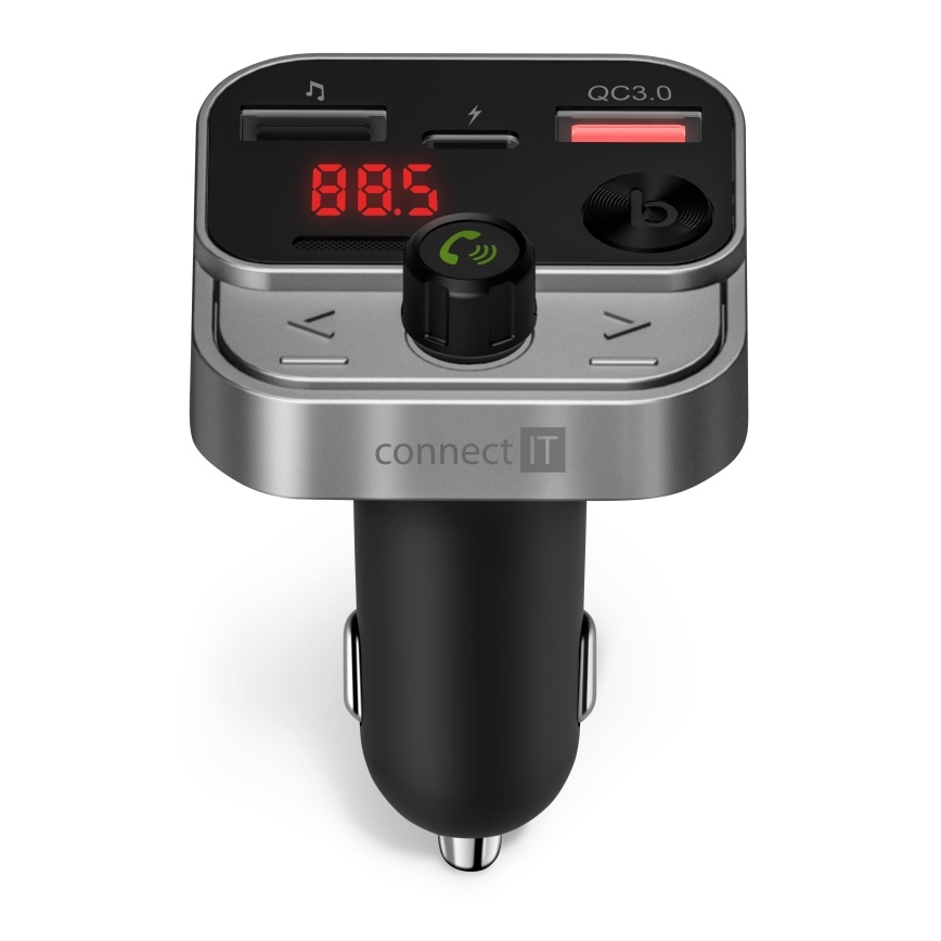 CONNECT IT CCC-8900-AN - FM vysielač do auta s funkciou handsfree čierna/strieborná