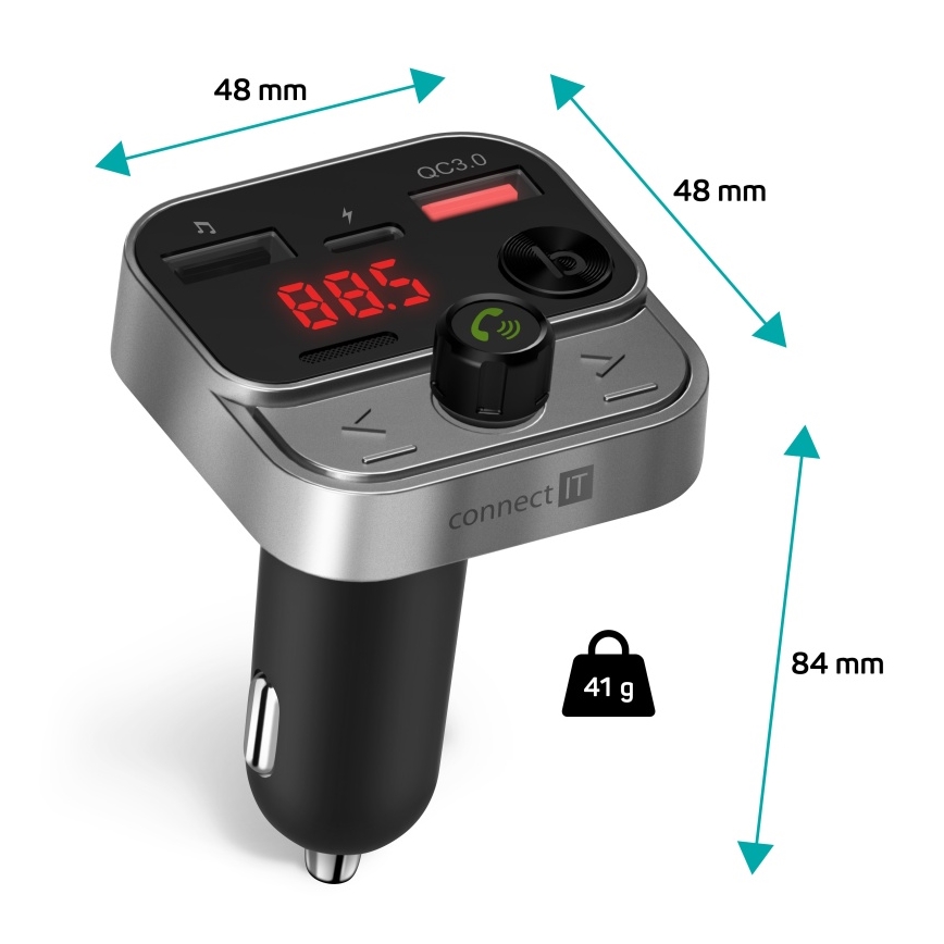 CONNECT IT CCC-8900-AN - FM vysielač do auta s funkciou handsfree čierna/strieborná