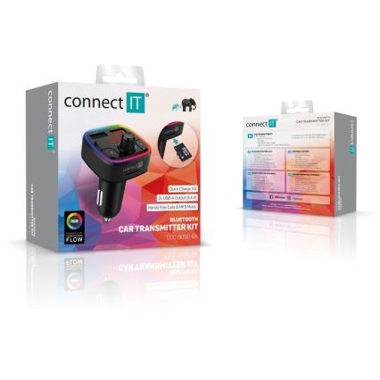 CONNECT IT CCC-9090-BK - LED RGB FM vysielač do auta s funkciou handsfree čierna