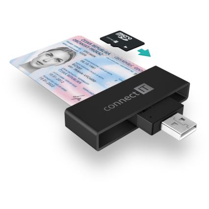 CONNECT IT CFF-3000-BK - Čítačka eObčaniek a čipových kariet 5V