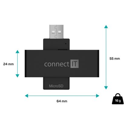 CONNECT IT CFF-3000-BK - Čítačka eObčaniek a čipových kariet 5V