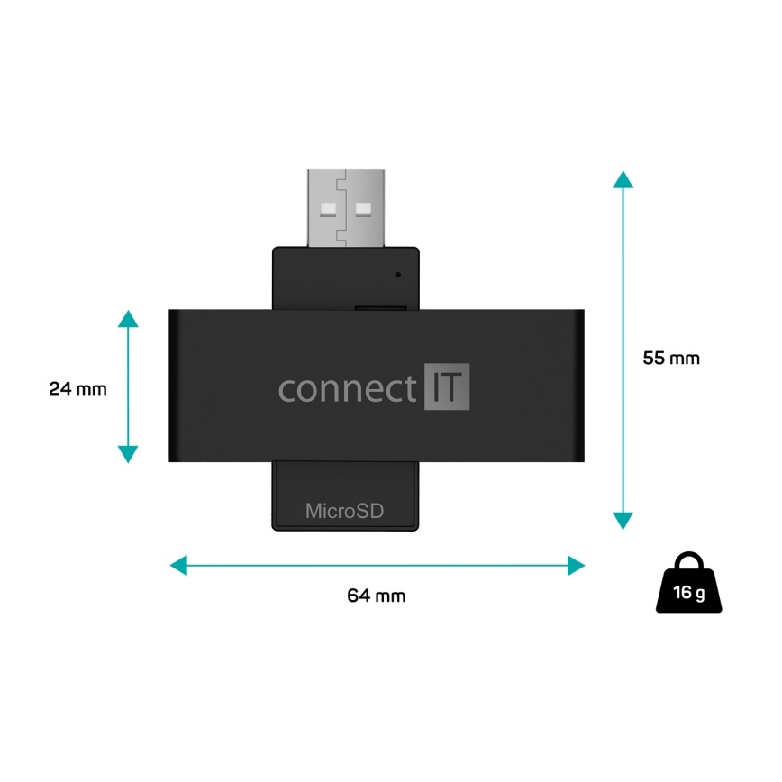 CONNECT IT CFF-3000-BK - Čítačka eObčaniek a čipových kariet 5V