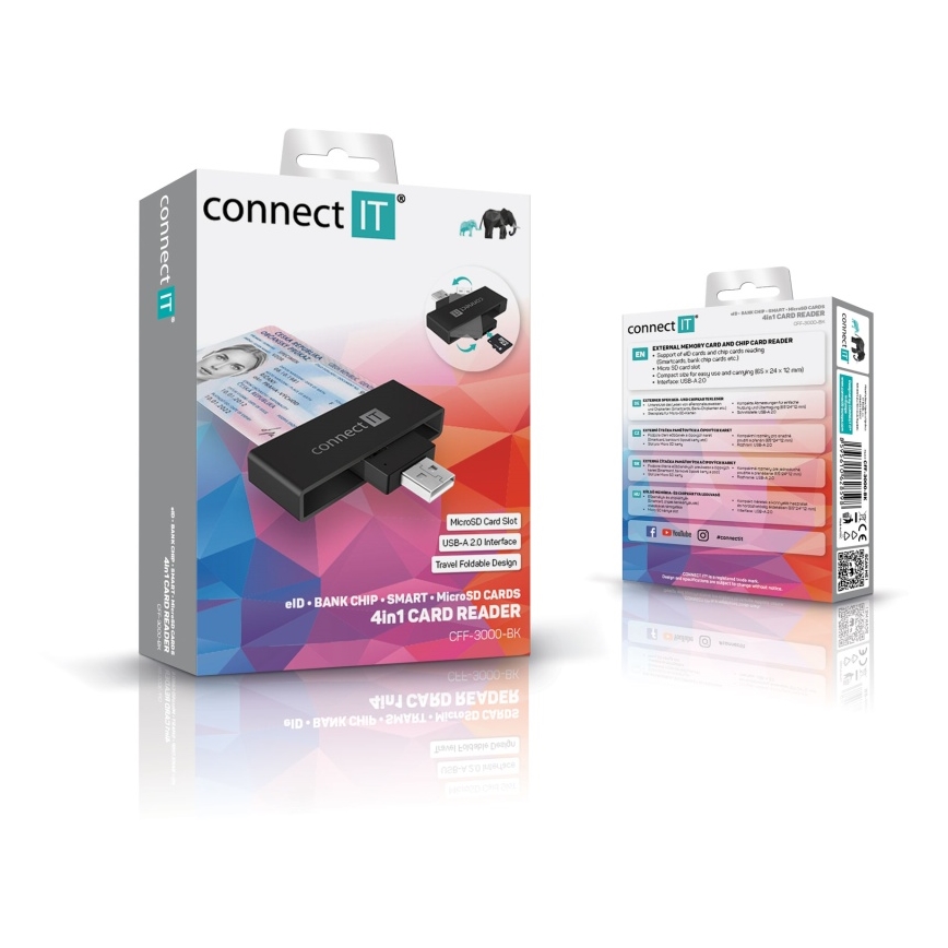 CONNECT IT CFF-3000-BK - Čítačka eObčaniek a čipových kariet 5V