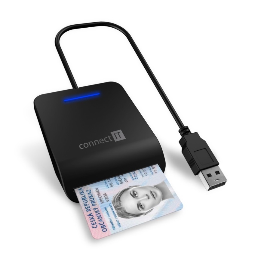 CONNECT IT CFF-3050-BK - Čítačka eObčaniek a čipových kariet 5V