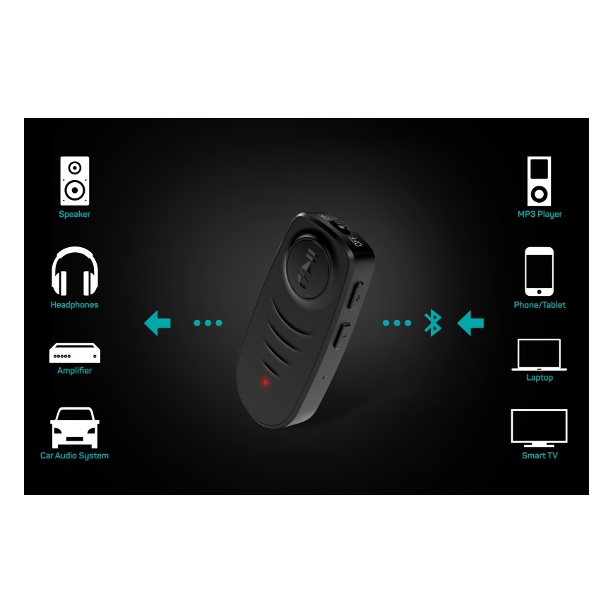 CONNECT IT CFF-4050-BK - Bluetooth audio prijímač AUX 110 mAh