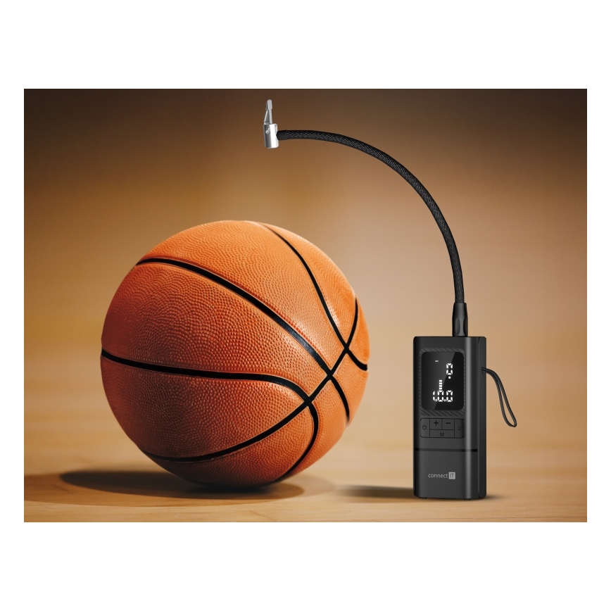 CONNECT IT CFF-4500-BK - Digitálny kapesný kompresor AirFlow 80W/6000 mAh čierna