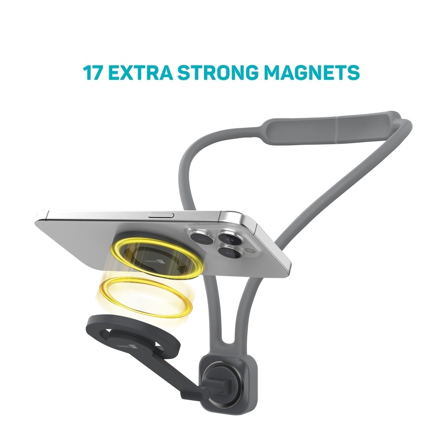 CONNECT IT CFF-6020-GY - Flexibilný magnetický držiak telefónu na krk MagSafe