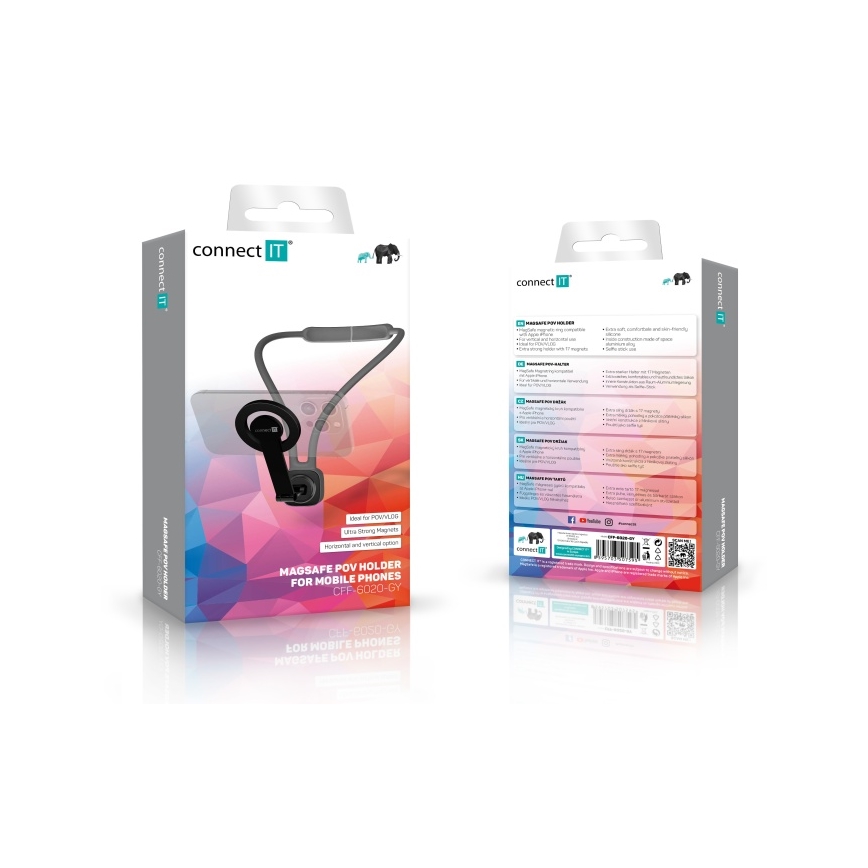 CONNECT IT CFF-6020-GY - Flexibilný magnetický držiak telefónu na krk MagSafe