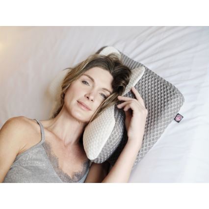 CONNECT IT CFH-6031-WH - Anatomický vankúš Lyra biela/sivá