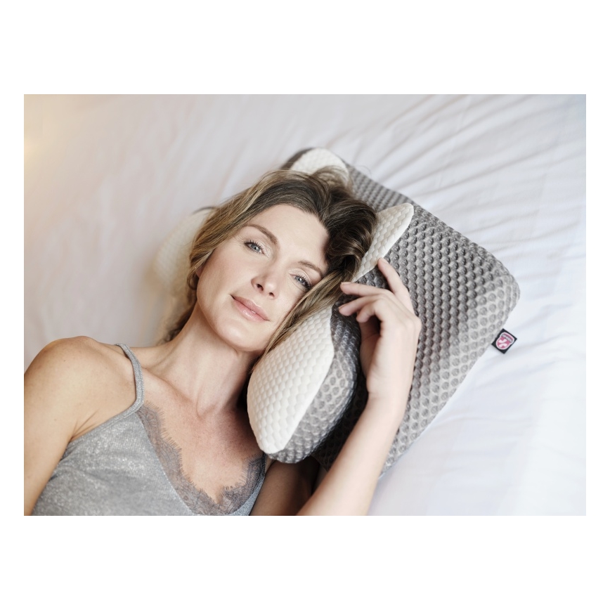 CONNECT IT CFH-6031-WH - Anatomický vankúš Lyra biela/sivá