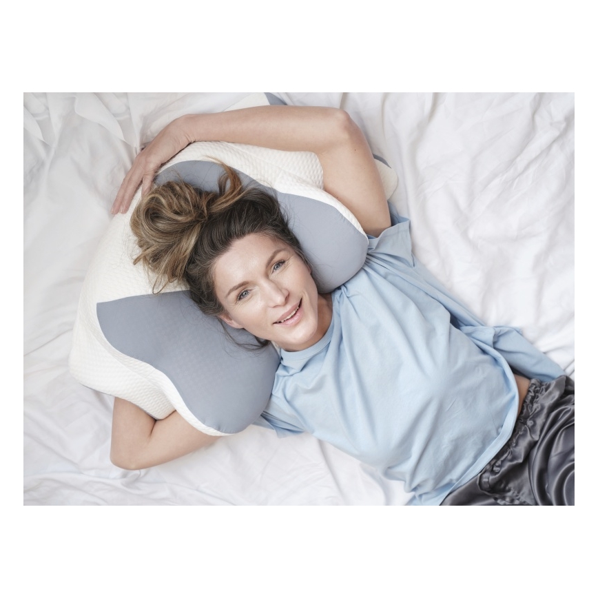 CONNECT IT CFH-6032-WH - Anatomický vankúš Gemini biela/sivá