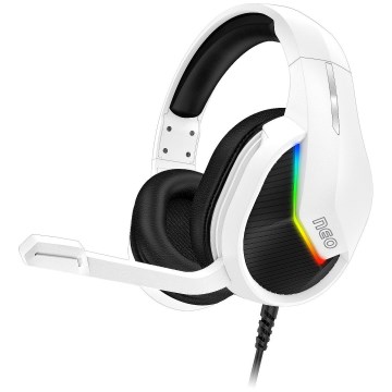 CONNECT IT CHP-3595-WH - LED RGB Herné káblové slúchadlá s mikrofónom biela/čierna