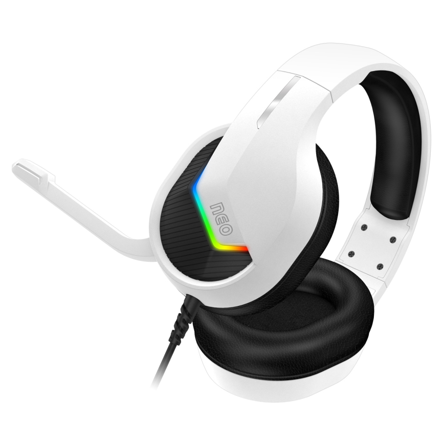 CONNECT IT CHP-3595-WH - LED RGB Herné káblové slúchadlá s mikrofónom biela/čierna