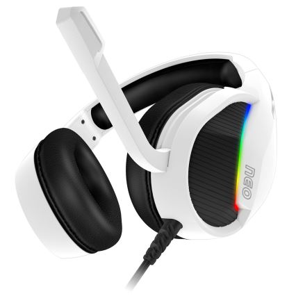 CONNECT IT CHP-3595-WH - LED RGB Herné káblové slúchadlá s mikrofónom biela/čierna