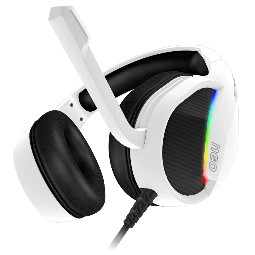CONNECT IT CHP-3595-WH - LED RGB Herné káblové slúchadlá s mikrofónom biela/čierna
