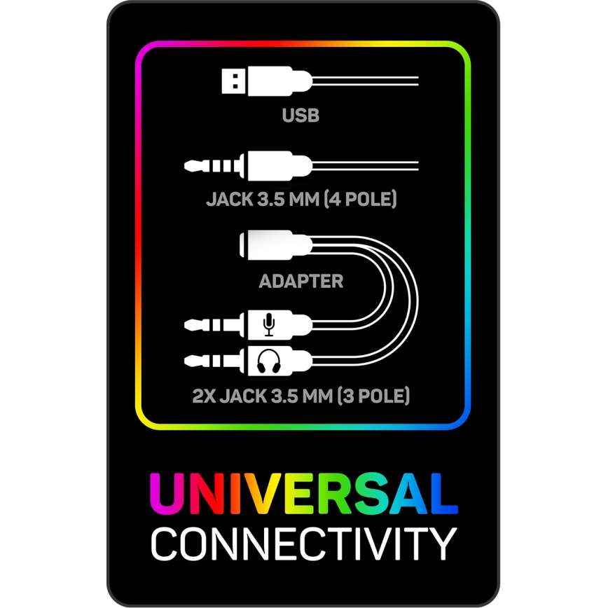 CONNECT IT CHP-3595-WH - LED RGB Herné káblové slúchadlá s mikrofónom biela/čierna