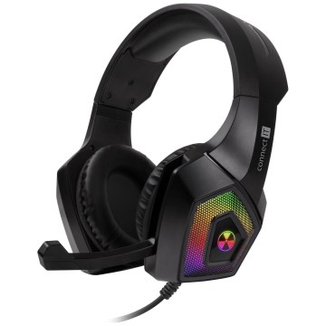 CONNECT IT CHP-5600-BK - LED RGB Herné káblové slúchadlá s mikrofónom čierna