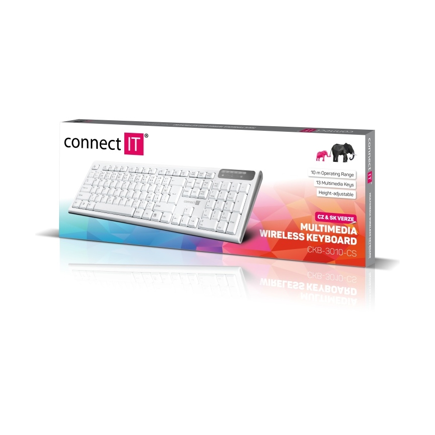 CONNECT IT CKB-3010-CS - Multimediálna bezdrôtová klávesnica s CZ/SK lokalizáciou 2xAAA biela