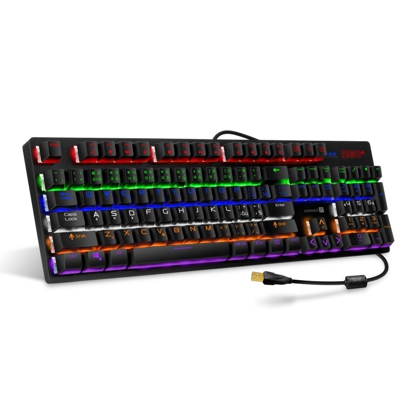 CONNECT IT CKB-3591-CS - LED RGB Káblová herná klávesnica s CZ/SK lokalizáciou čierna + červený rámik