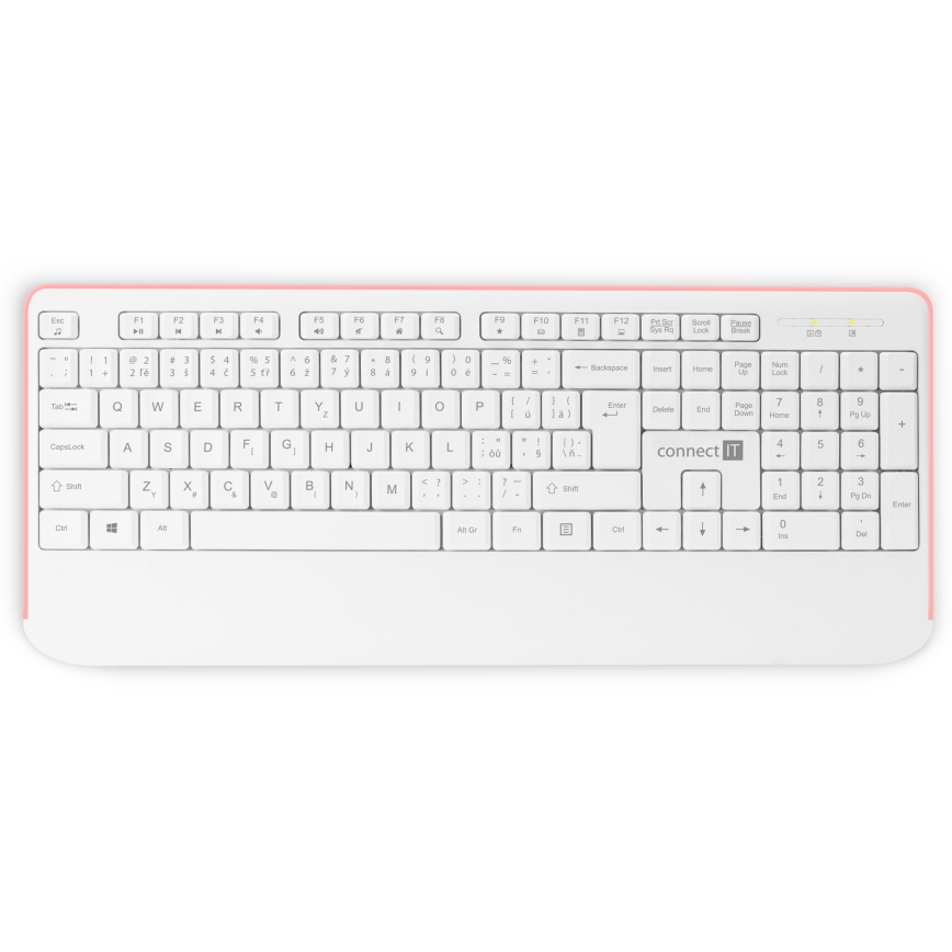 CONNECT IT CKM-7801-CS - Bezdrôtová klávesnica a myš 1200 DPI s CZ/SK lokalizáciou 1xAAA + 1xAA biela/ružová