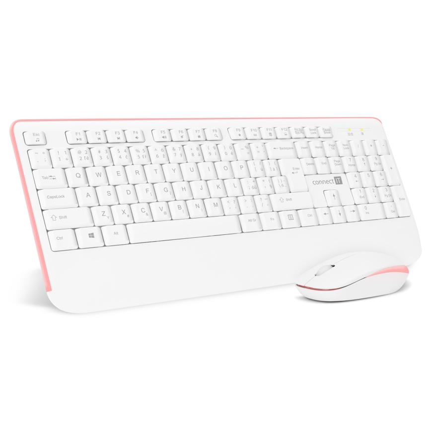 CONNECT IT CKM-7801-CS - Bezdrôtová klávesnica a myš 1200 DPI s CZ/SK lokalizáciou 1xAAA + 1xAA biela/ružová