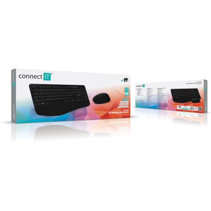CONNECT IT CKM-7803-CS - Bezdrôtová klávesnica a myš 1200 DPI s CZ/SK lokalizáciou 1xAAA + 1xAA čierna