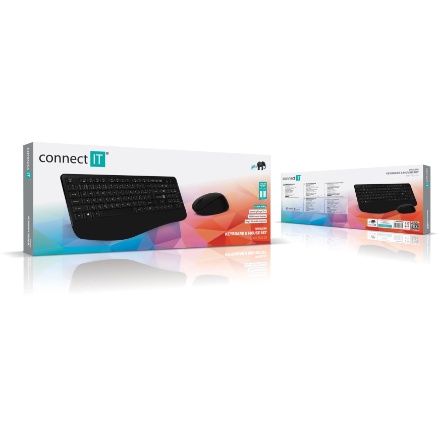 CONNECT IT CKM-7803-CS - Bezdrôtová klávesnica a myš 1200 DPI s CZ/SK lokalizáciou 1xAAA + 1xAA čierna