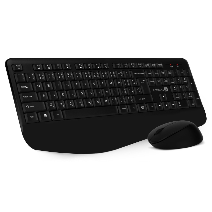 CONNECT IT CKM-7803-CS - Bezdrôtová klávesnica a myš 1200 DPI s CZ/SK lokalizáciou 1xAAA + 1xAA čierna