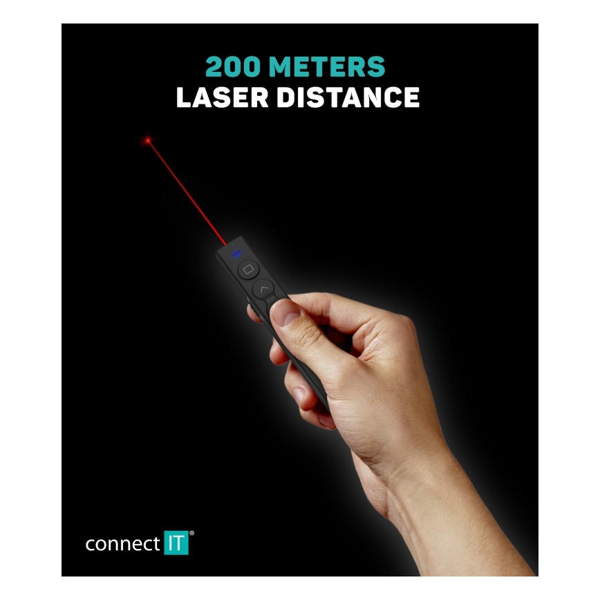 CONNECT IT CLP-2050-BK - Bezdrôtový prezentér s laserovým ukazovadlom 1xAAA