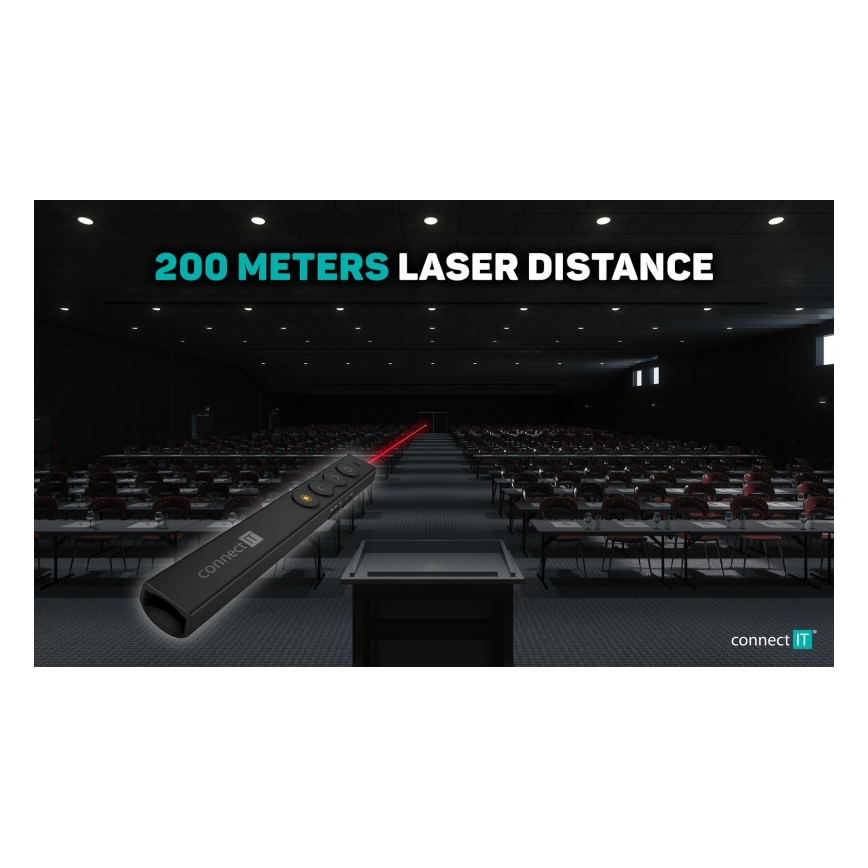 CONNECT IT CLP-2050-BK - Bezdrôtový prezentér s laserovým ukazovadlom 1xAAA