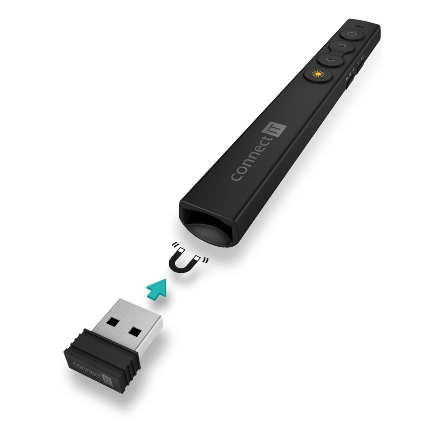 CONNECT IT CLP-2050-BK - Bezdrôtový prezentér s laserovým ukazovadlom 1xAAA