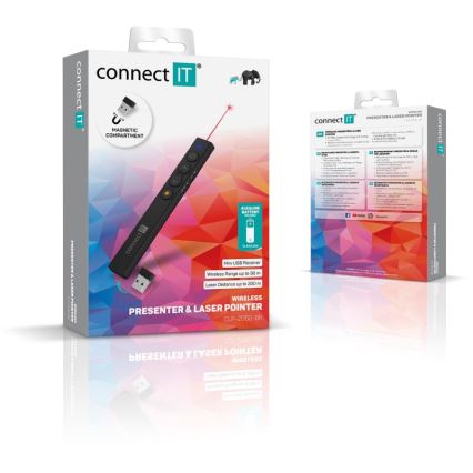 CONNECT IT CLP-2050-BK - Bezdrôtový prezentér s laserovým ukazovadlom 1xAAA