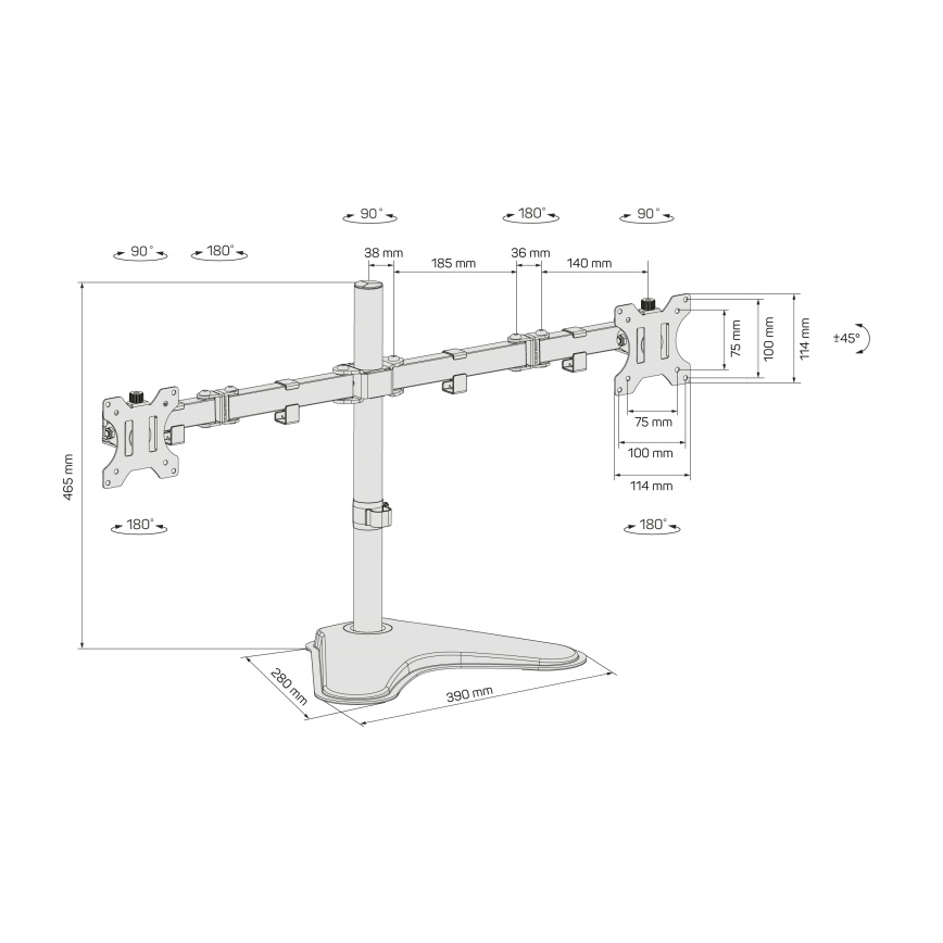 CONNECT IT CMF-3204-BK - Univerzálny držiak na 2 monitory 13-32” čierna
