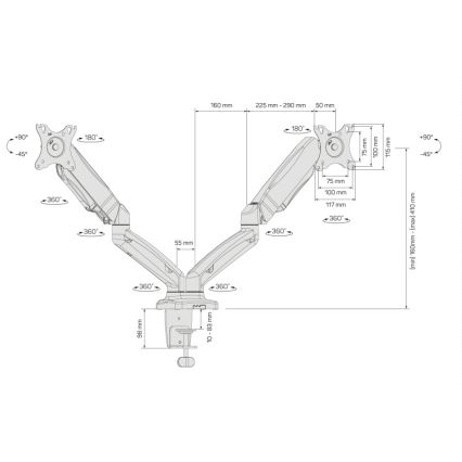 CONNECT IT CMF-3207-BK - Univerzálny držiak na 2 monitory 13-27” čierna