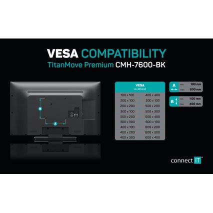 CONNECT IT CMH-7600-BK - Nástenný držiak pre TV 32-70” čierna