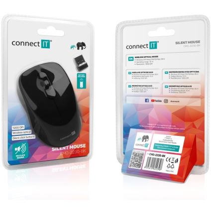 CONNECT IT CMO-2230-BK - Bezdrôtová tichá myš MUTE 1200 DPI 1xAA čierna