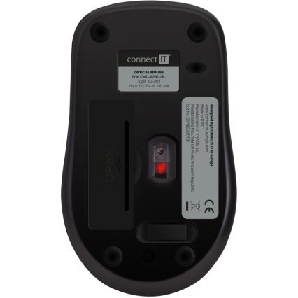CONNECT IT CMO-2230-BL - Bezdrôtová tichá myš MUTE 1200 DPI 1xAA čierna/modrá