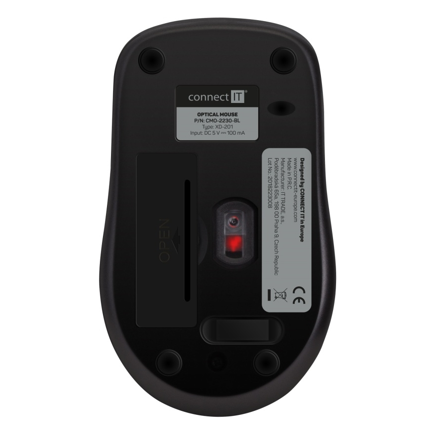 CONNECT IT CMO-2230-BL - Bezdrôtová tichá myš MUTE 1200 DPI 1xAA čierna/modrá